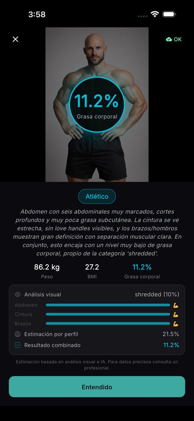 Escaneo de composición corporal con porcentaje de grasa