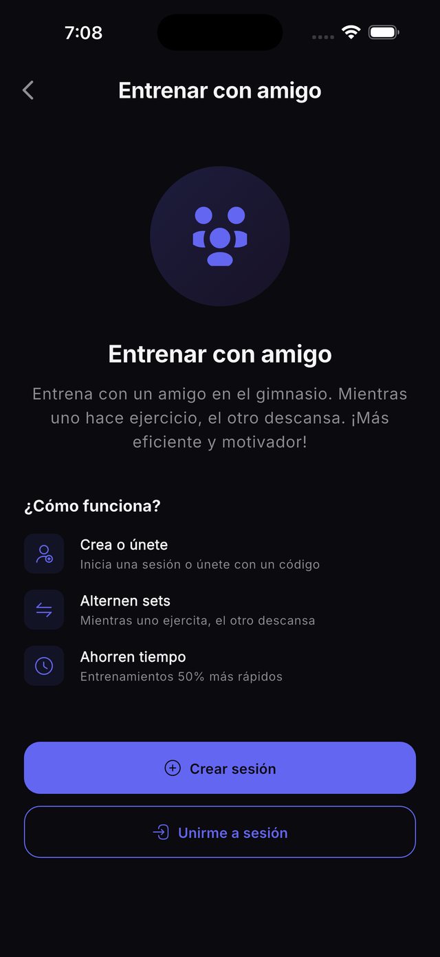 Pantalla para crear o unirse a una sesión con un amigo