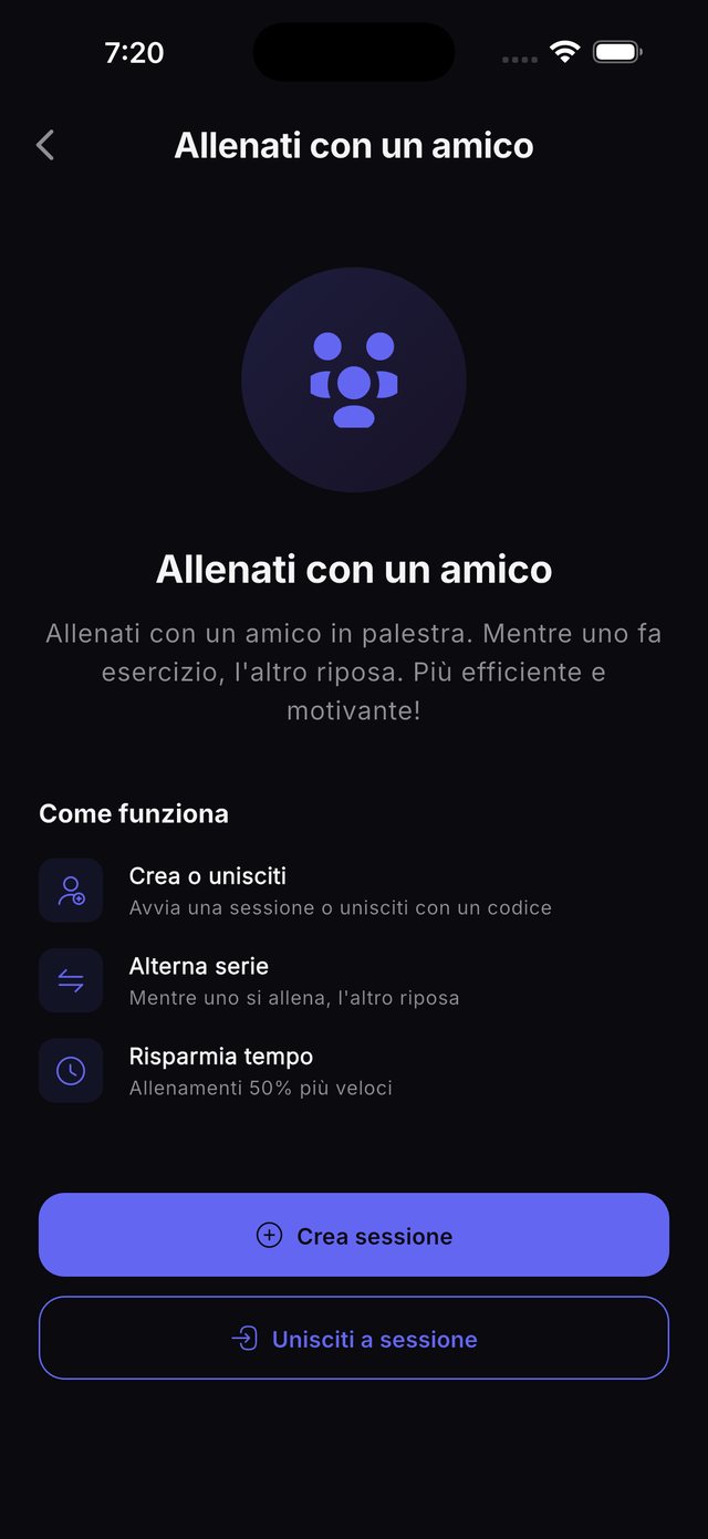 Schermata per creare o unirsi a una sessione con un amico