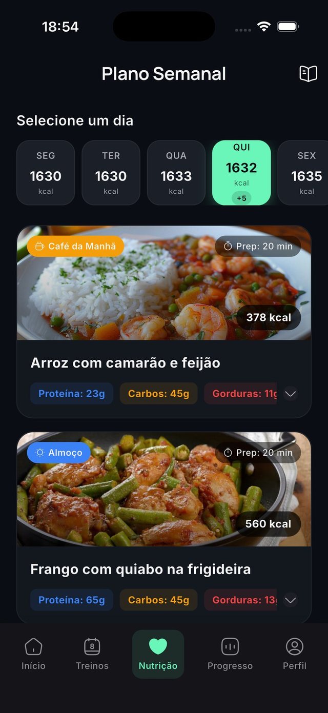 Plano semanal com as refeições do dia e seus macros