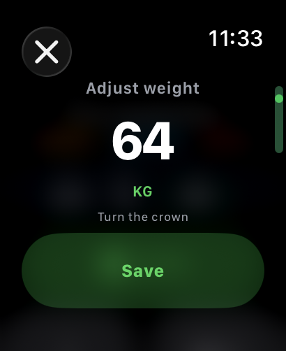 Watch showing weight adjustment with the crown