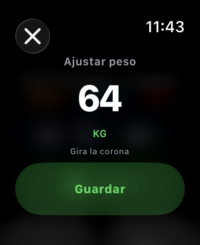 Reloj mostrando el ajuste de peso con la corona