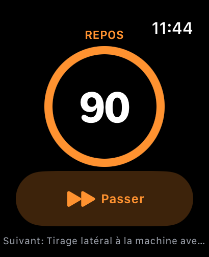 Montre affichant le minuteur de repos