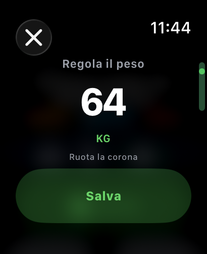 Orologio che mostra la regolazione del peso con la corona