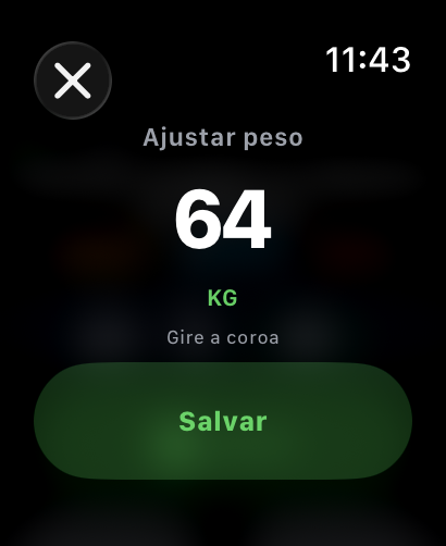 Relógio mostrando o ajuste de peso com a coroa